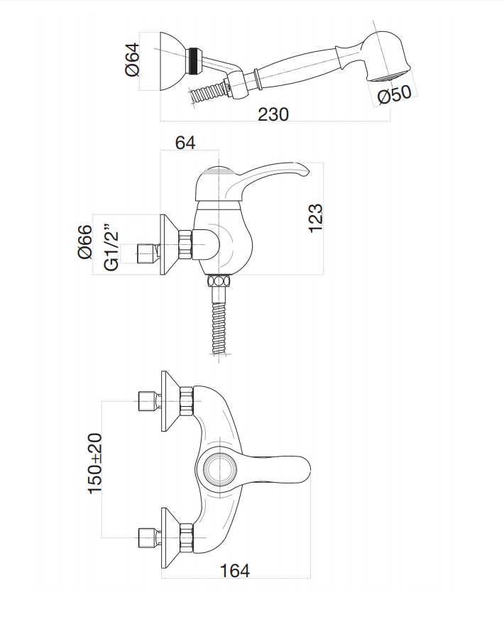 47OO5127 Смеситель для душа , золото Fiore JAFAR  - Вид №2