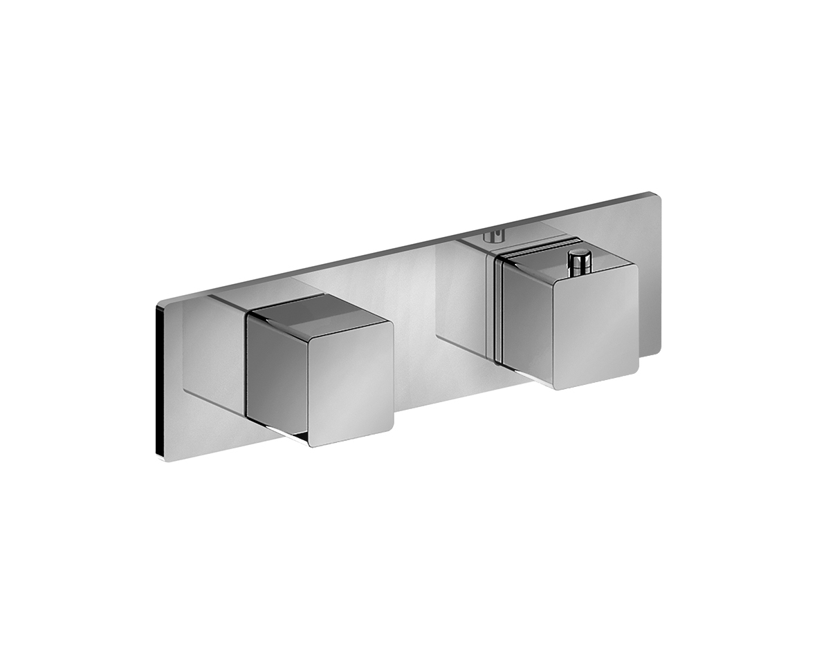 F472B+D372A  Термостатический встраиваемый смеситель для душа, 3/4''ручки переключатель с закрытием, на 2 потока с поворотной кнопкой только для горизонтальной установки впуски 3/4'' Fantini Rubinetti MINT НЕРЖАВЕЮЩАЯ СТАЛЬ 