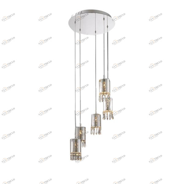 Подвесной светильник Crystal Tube 5 от Delight Collection MD2544/5R DELIGHT COLLECTION ДИЗАЙНЕРСКИЕ 243726 Прозрачный;хром;дымчатый 