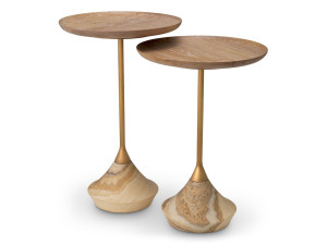 Набор деревянных и латунных журнальных столиков