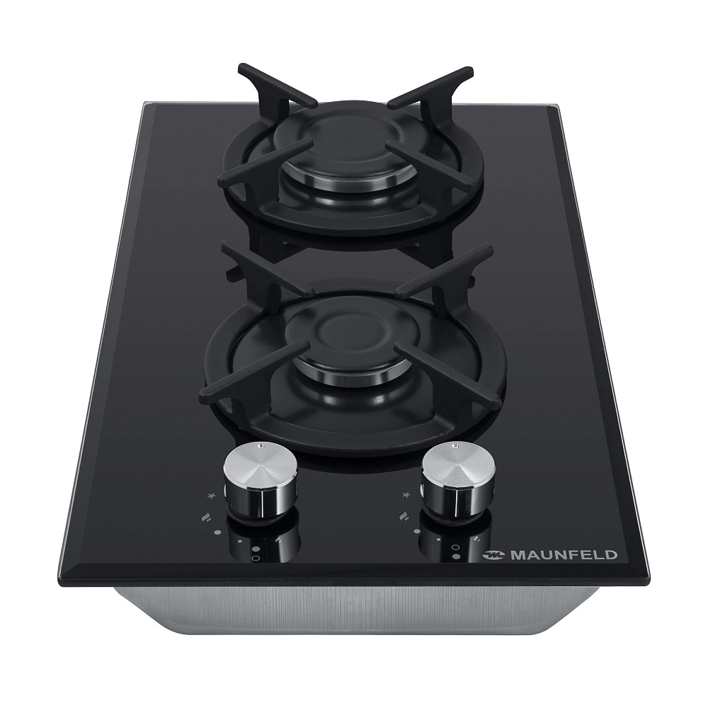 EGHG.32.1CB/G Газовая панель / домино, • тип: газовая 30см • тип установки: независимая • управление: фронтальное, переключатели поворотные • нагревательный элемент: конфорка, 2шт • мощность конфорок, вт: 2600, 1700 • материал исполнения: жаропрочное стек Santreyd  - Вид №2