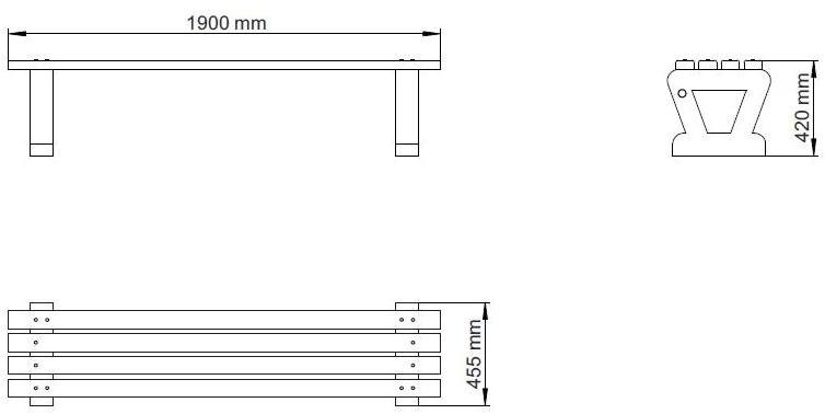 ENCHO ENCHEV - ETE Скамья без спинки из бетона и дерева  110  - Вид №4