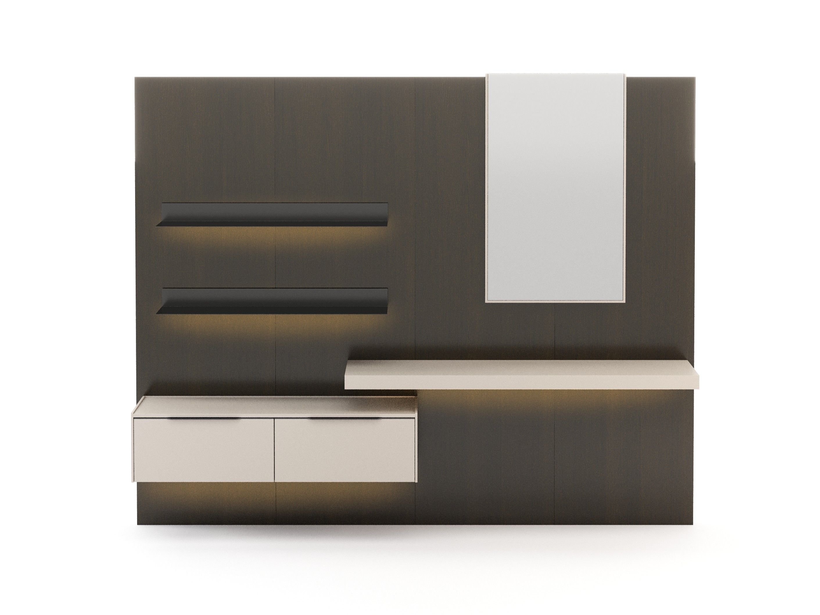 Оборудованный настенный деревянный шпон с письменным столом Stylish Club Landform ARCH-00009283 - Вид №1