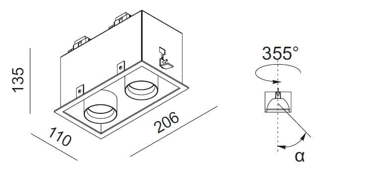 Окрашенный металлический поворотный встраиваемый прожектор Lucifero's Инки ARCH-00083525 - Вид №5