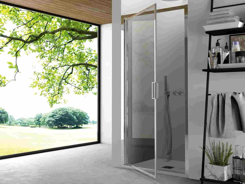 Алюминиевая и стеклянная нишевая душевая кабина с распашной дверью CSA Box Doccia GIULIA ARCH-00011546