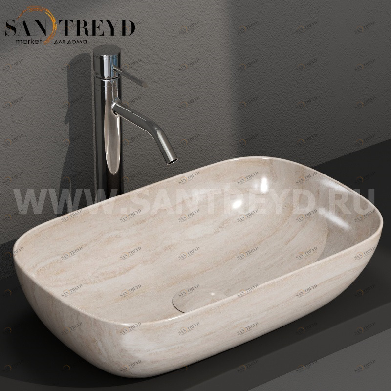 B6R60SB Накладная раковина на столешницу  прямоугольная Ceramica Globo T-EDGE