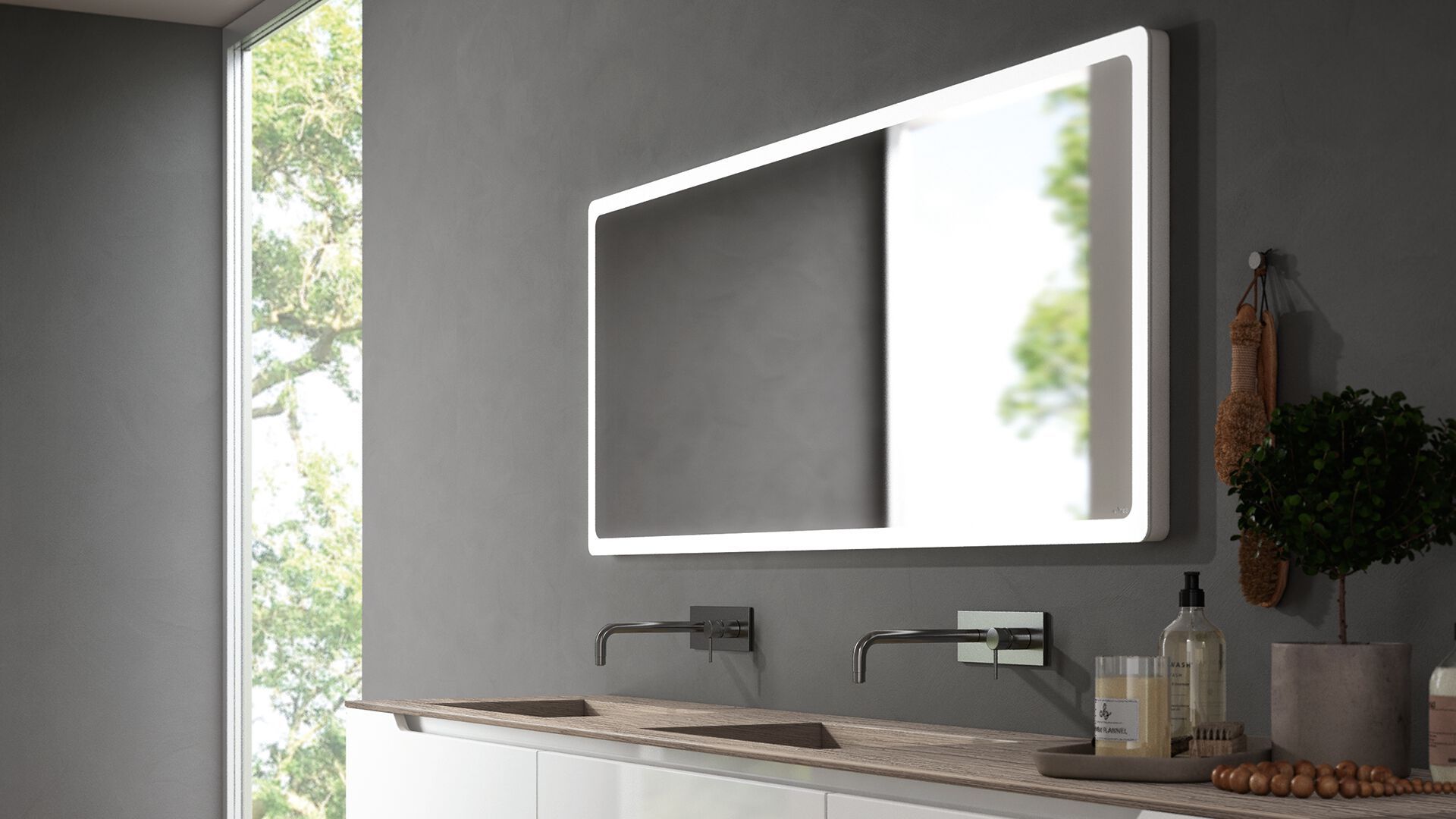 Прямоугольное зеркало для ванной комнаты со встроенным освещением INDA® PORTOLE + ARCH-00004744 - Вид №2