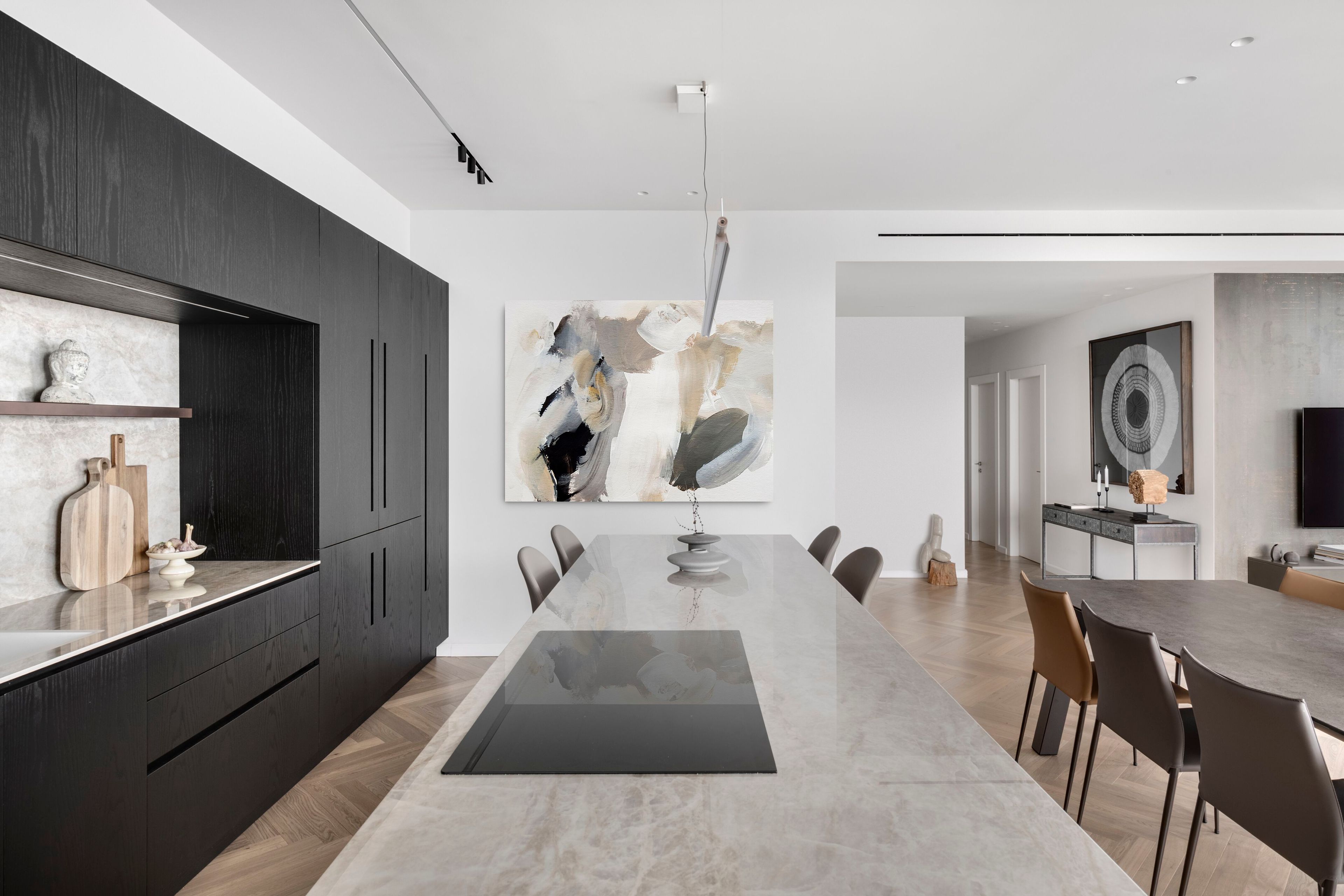 Линейная кухня с праздничным островом TM Italia Cucine K6 ARCH-00099257 - Вид №1