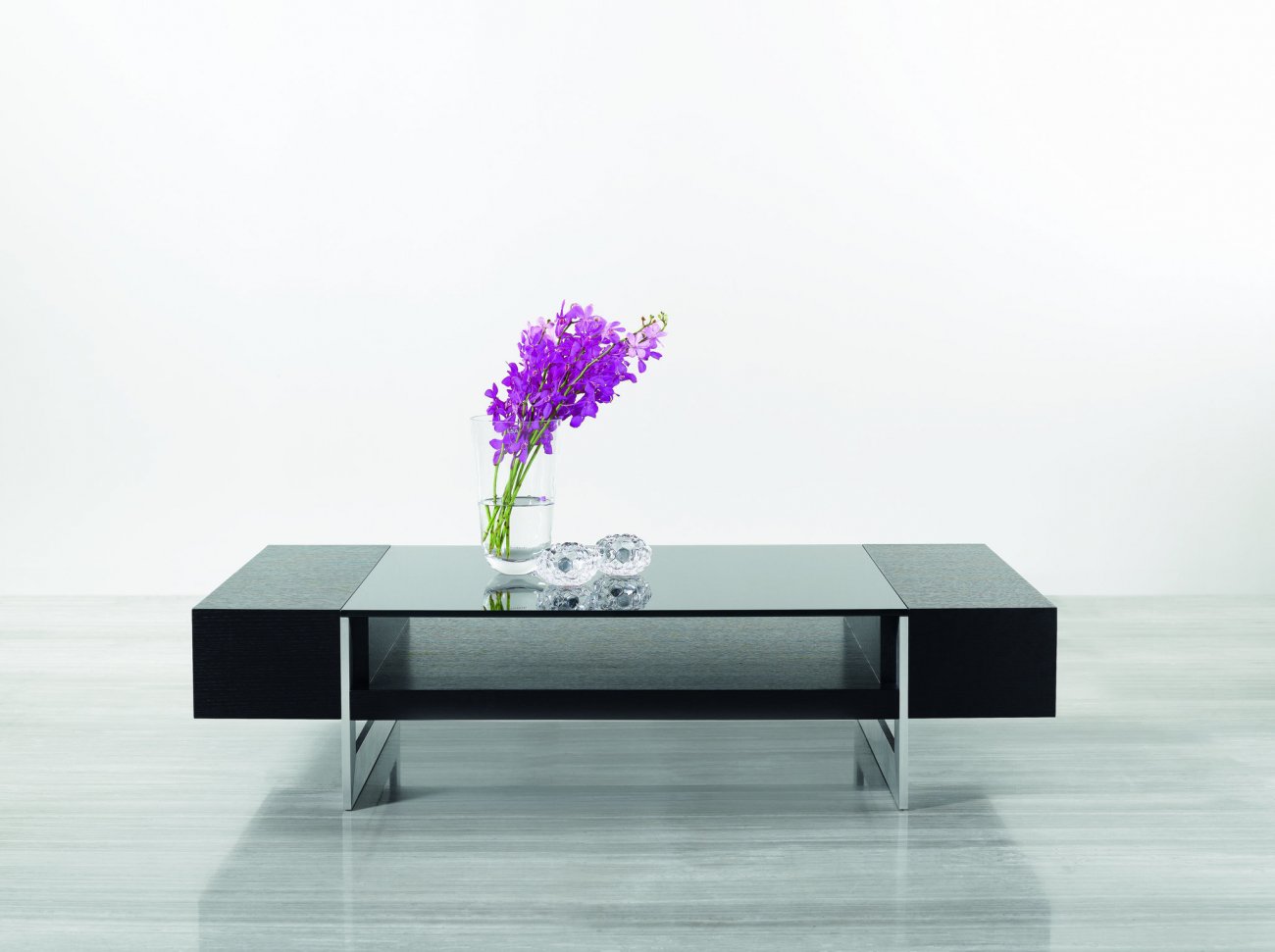 Журнальный столик черный со стеклом и полкой Vision 8 PUSHA PUSHA 062926 Черный  - Вид №1