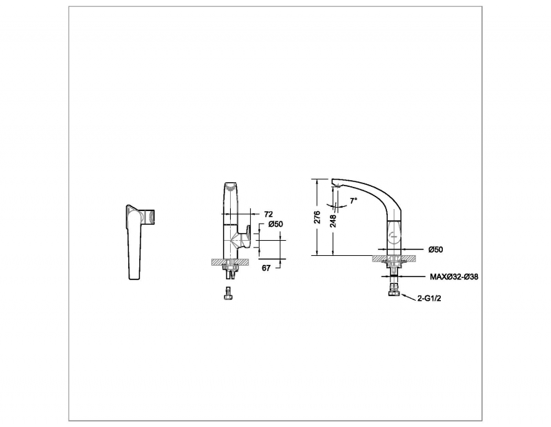 Смеситель для кухни Nizza F7353387CP-RUS bravat  - Вид №1
