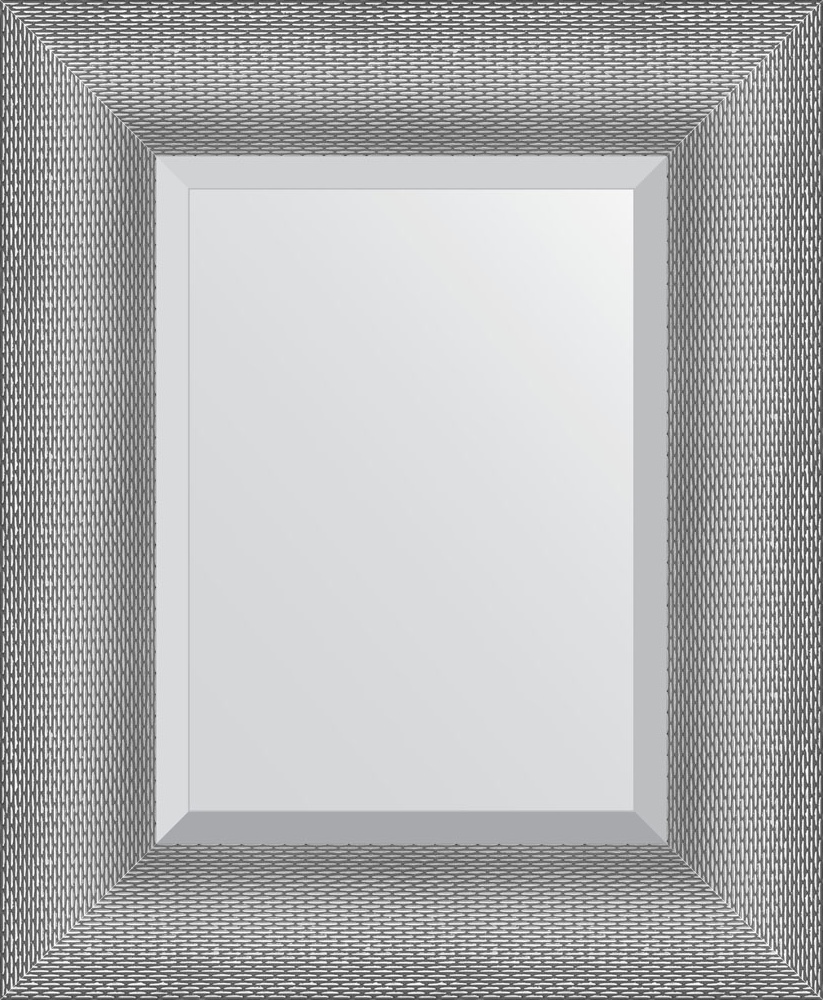 BY 3933 Зеркало с фацетом в багетной раме - серебряная кольчуга 88 mm EVOFORM Exclusive