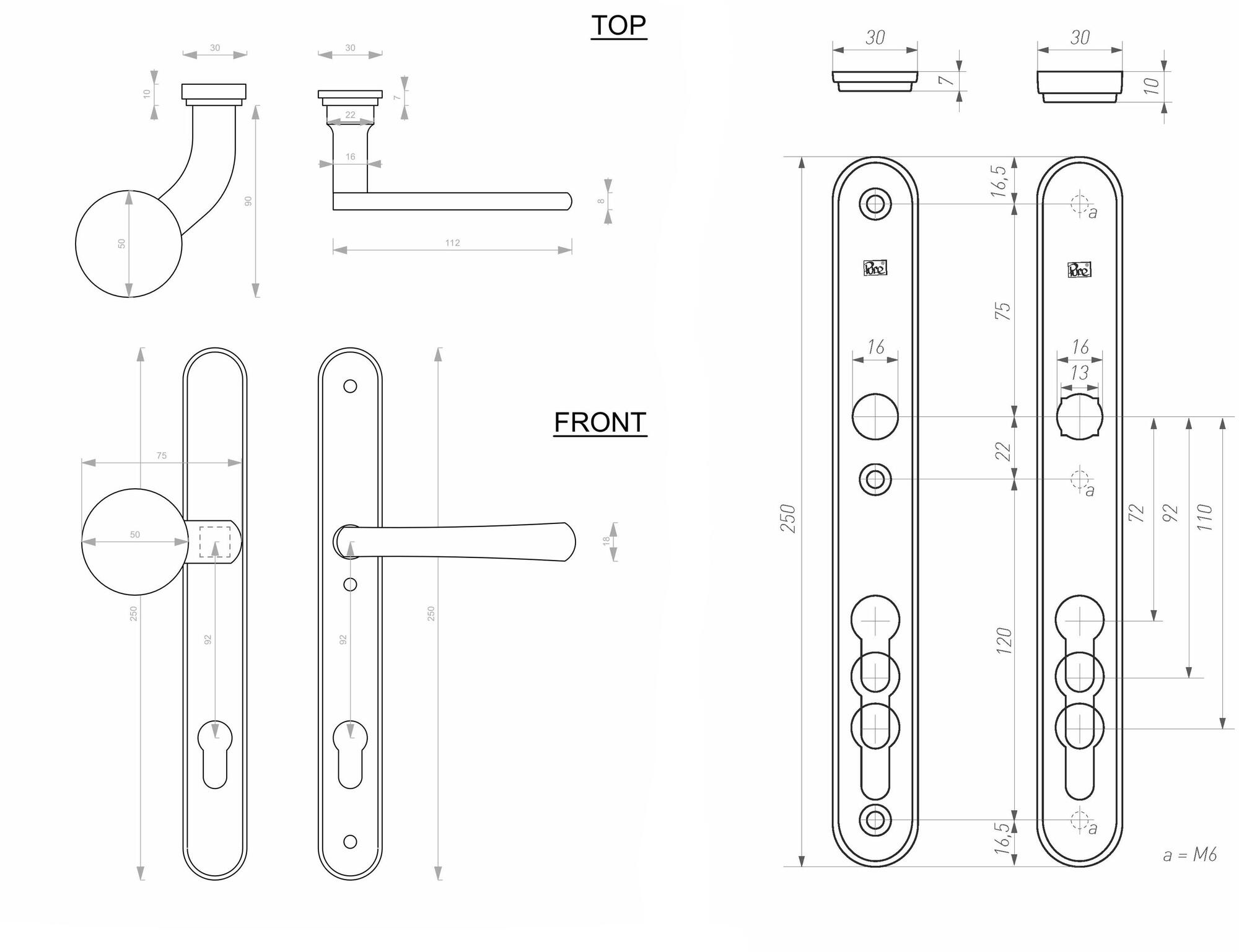 Dauby Бронзовая ручка на пластине Pure® 13382 - Вид №1