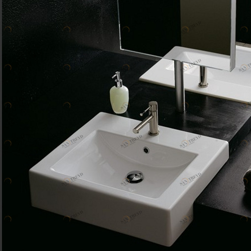 8007/D Полувстраиваемая раковина консольная 50 см белая Scarabeo SQUARE Scarabeo Ceramiche 8007D