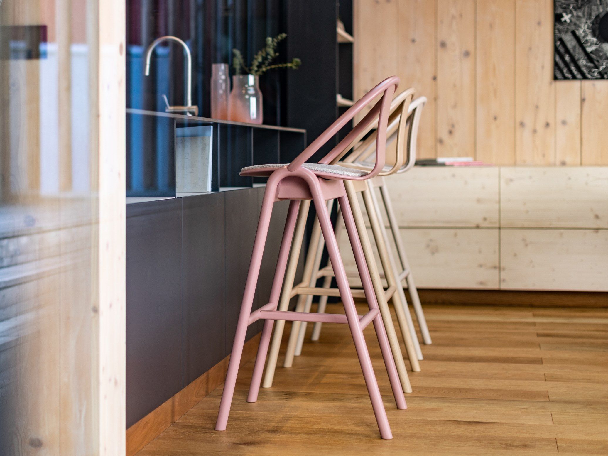 Высокий деревянный стул со спинкой TON AGAIN ARCH-00060401 - Вид №9