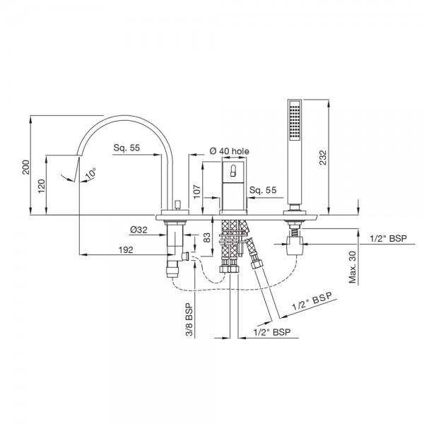 LEO-CHR-55277 Смеситель на 3 отверстия Artize Leone Хром - Вид №1