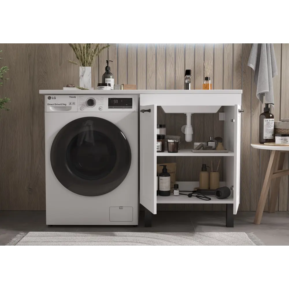 Тумба под раковину Гала 750 2D напольная 75 см цвет белый с раковиной мебельная Konsensa Teano 76 см сифон в комплекте 89433567 STLM-2123503 Santreyd - Вид №9