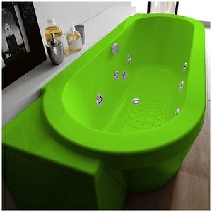 Ванна Gruppo treesse Playa V8187-DX-S салатовая с гидромассажем овальная угловая пристенная правая