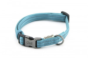 ПР0043595 Ошейник для собак со светоотражающей острочкой 15х300-450мм нейлон бирюзовый Great&Small