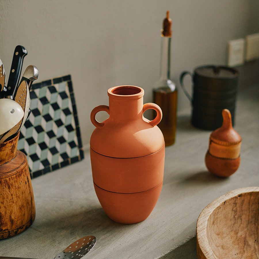 Ваза глиняная терракотовая Amforea DOIY - 00-3880720 Оранжевый  - Вид №1