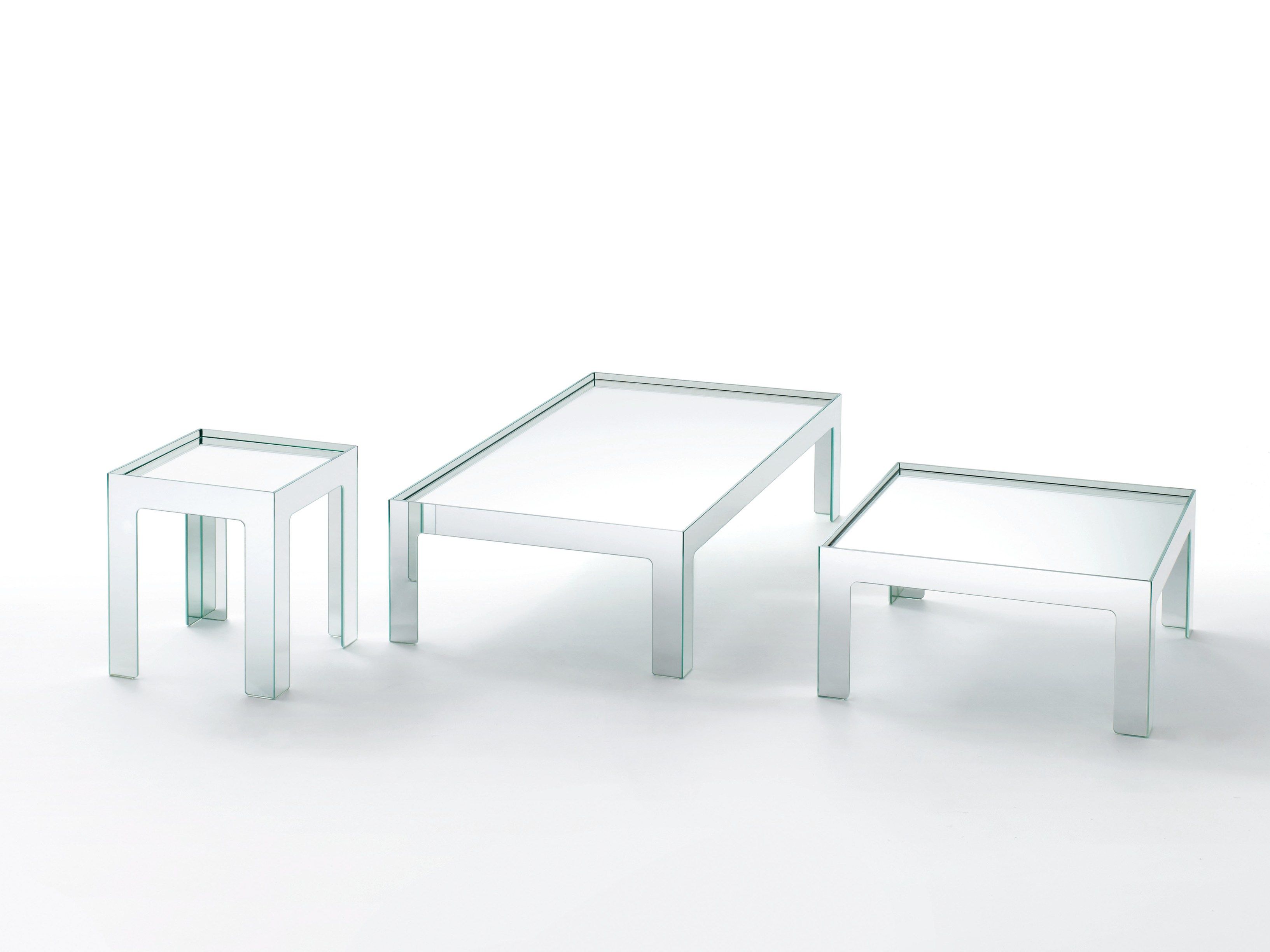 Низкий Хрустальный журнальный столик Glas Italia Зеркальное зеркало ARCH-00087796