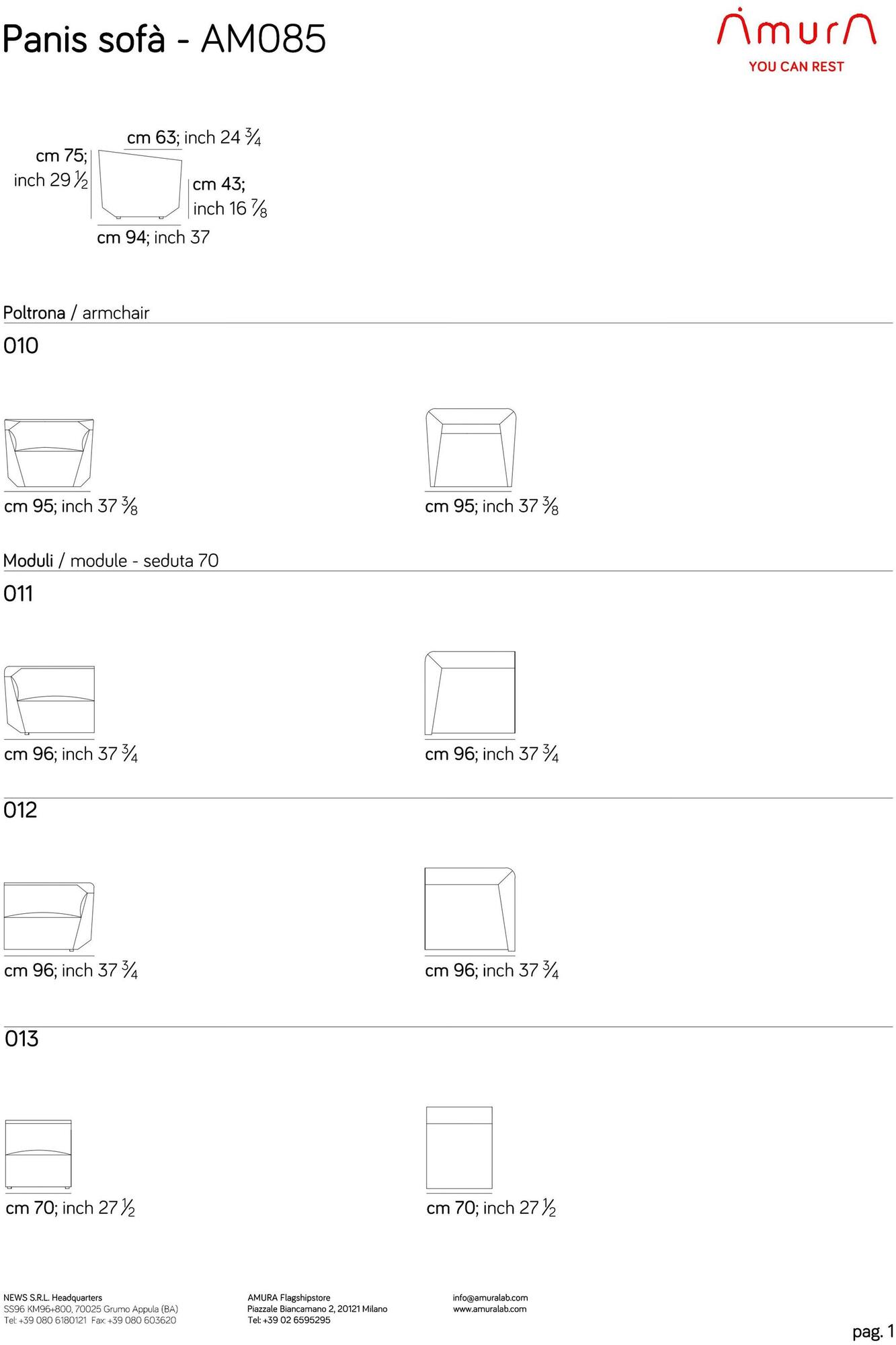 AMURA 3-х местный диван Panis Am085.589 - Вид №6