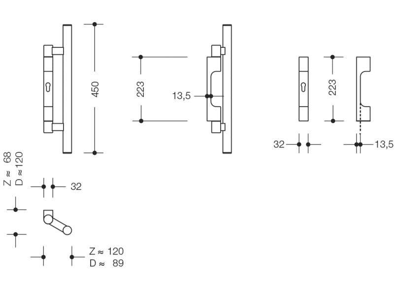 162XADG16 набор ручек HEWI Beschläge für Außentüren  - Вид №2