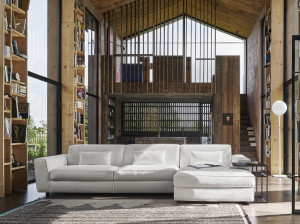 Секционный тканевый диван с полуостровом