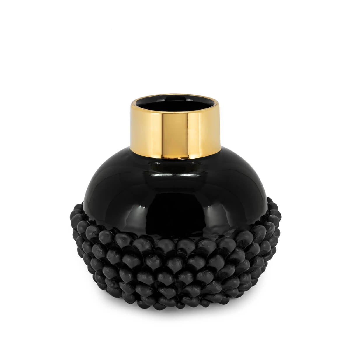 201036-93 ABHIKA ВАЗА ИМПЕРО КРУГЛАЯ BLACK/GOLD  - Вид №1