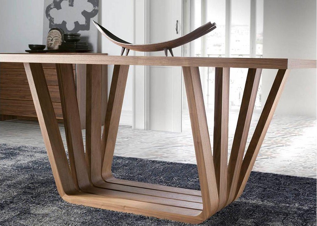 Обеденный стол деревянный с фигурным основанием 220 см MI1358 от Angel Cerda ANGEL CERDA  150013 Орех;бежевый  - Вид №1