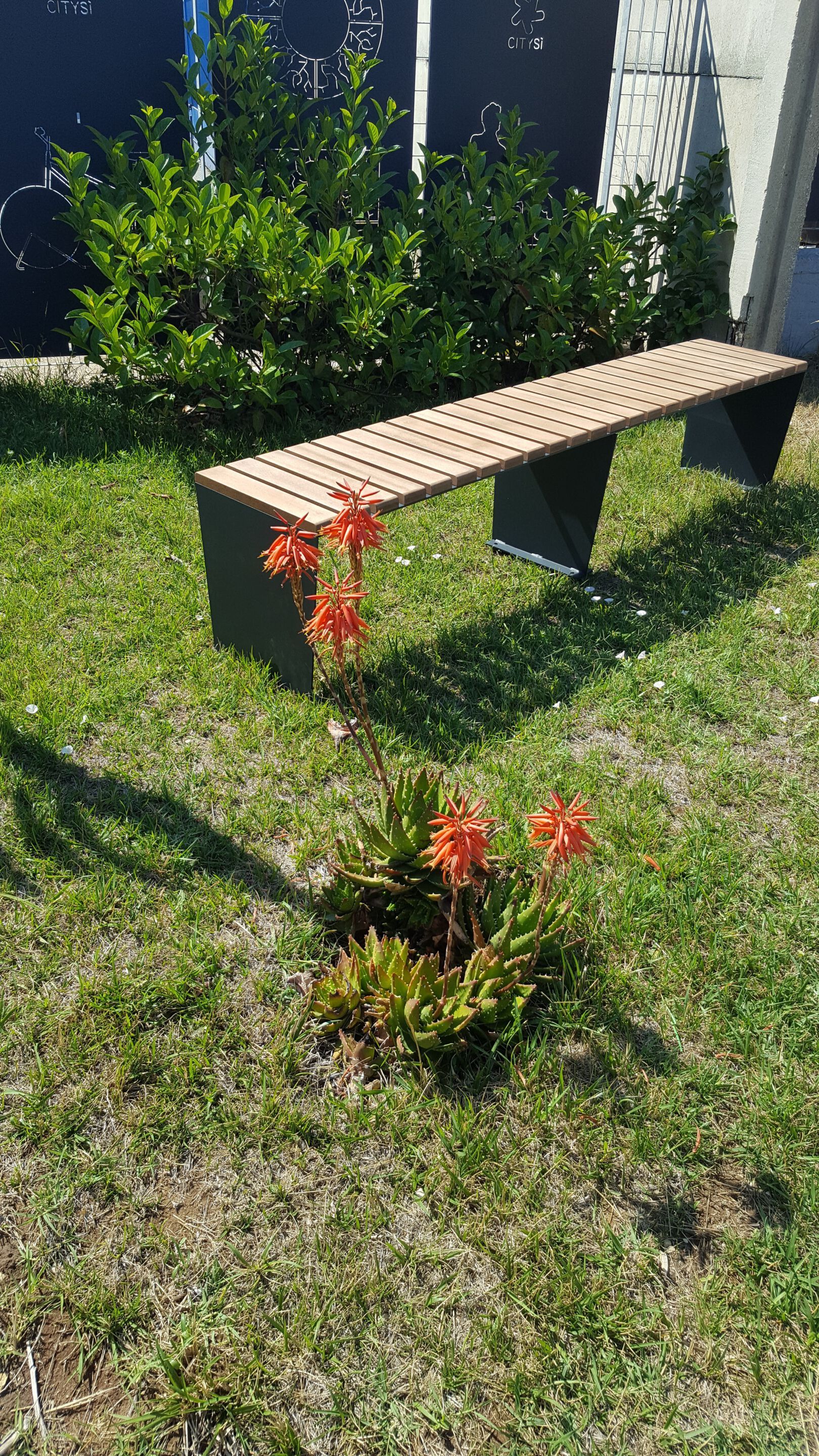 Стальная и деревянная скамья без спинки CITYSì MOZART ARCH-00018665 - Вид №1