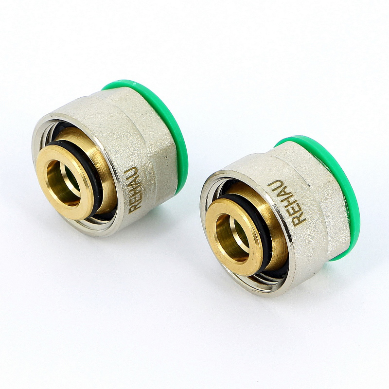 Соединитель обжим-В никелированный для трубы RAUTITAN stabil REHAU 3/4"х20(2,9) 266462003 - Вид №1