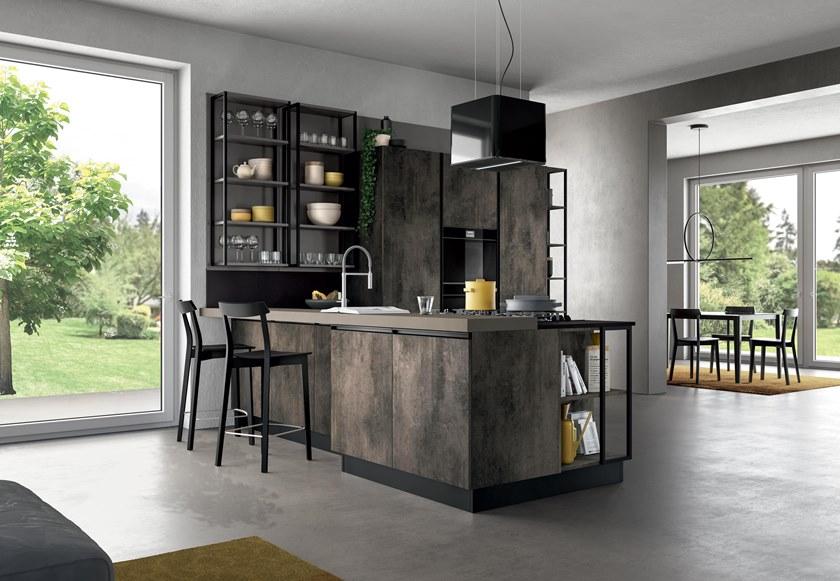 Febal Casa Кухня со встроенными ручками с полуостровом sun-id-1495985 - Вид №1