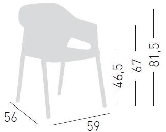GABER Штабелируемый садовый стул из технополимера с подлокотниками Minush sun-id-1472709 - Вид №5