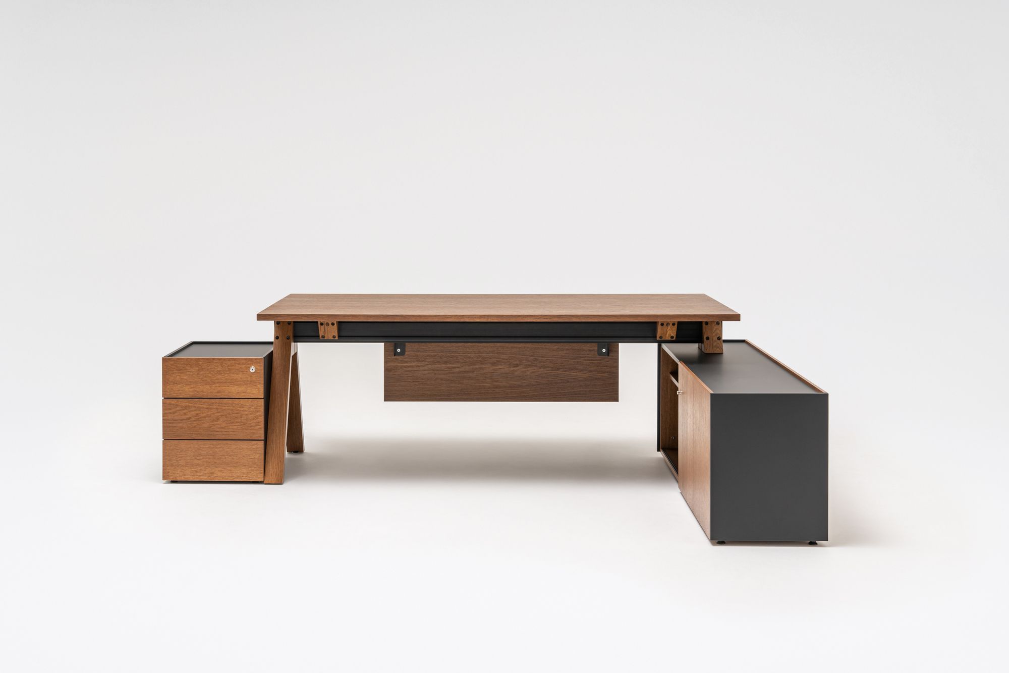 Деревянный угловой секционный стол со встроенной полкой MDD Viga ARCH-00080022 - Вид №29