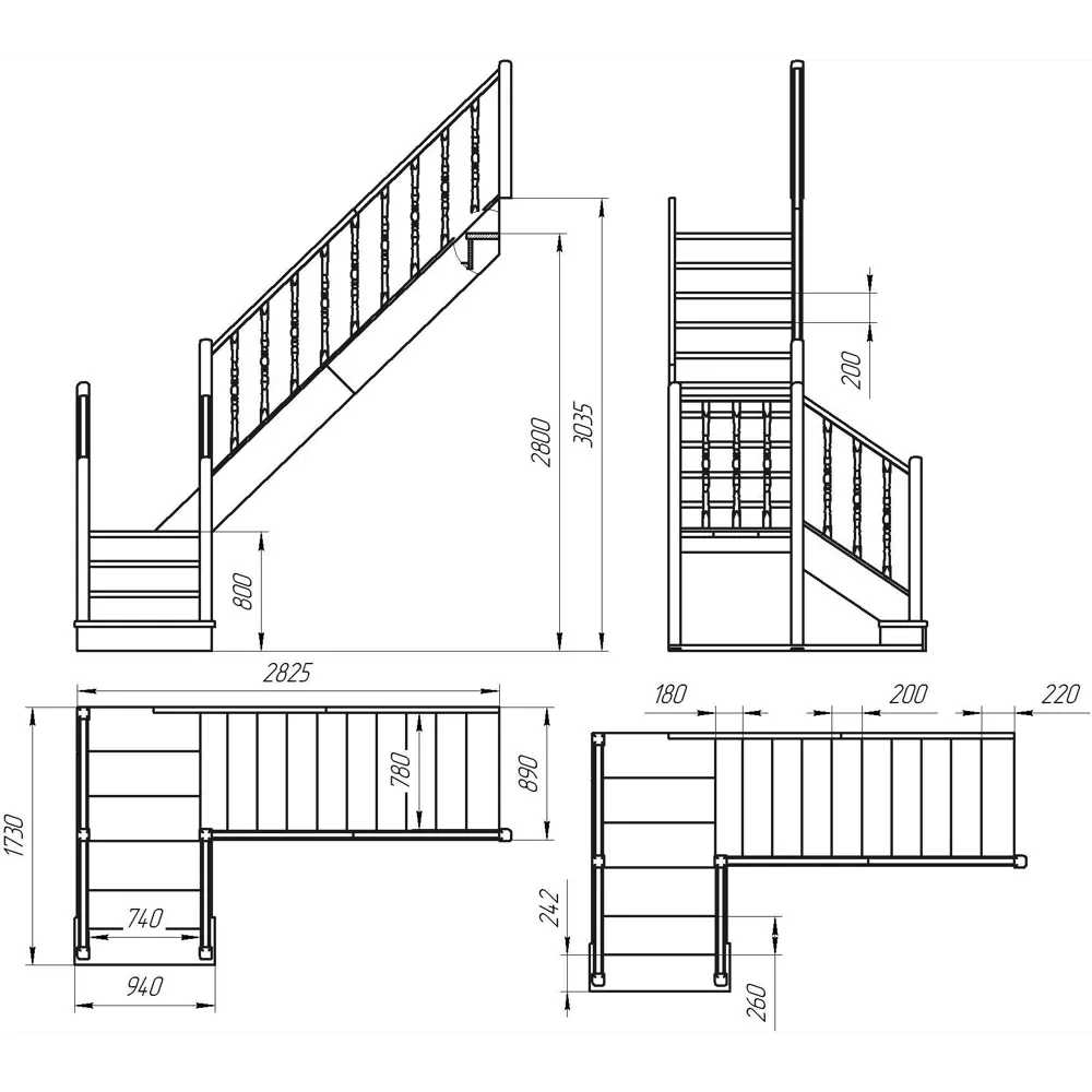 Лестница поворотная 90° ЛЕС-04 универсальная ЛЕСЕНКА STLM-2156231 - Вид №2