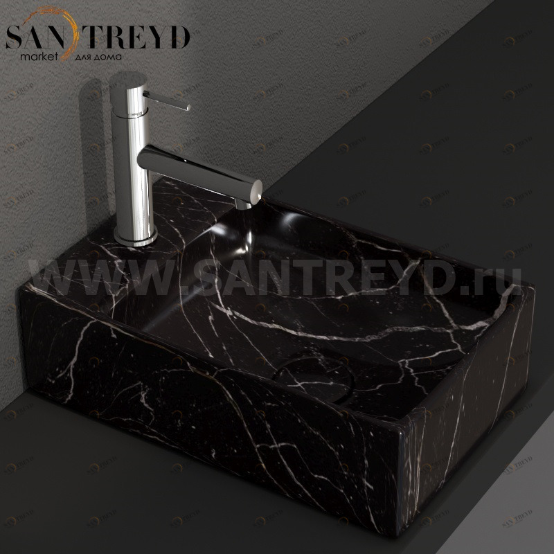 B6R40PN Подвесная раковина настенная прямоугольная Ceramica Globo T-EDGE черная