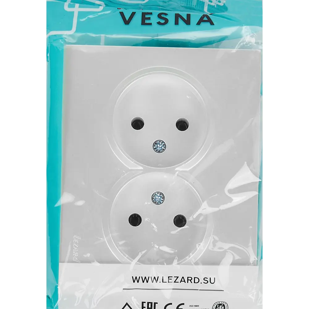Двойная розетка Lezard Vesna белая для встраиваемого монтажа 84408501 STLM-1563078 - Вид №5