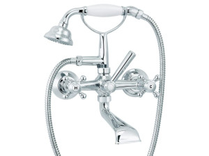 Настенный смеситель для ванны с 2 отверстиями и ручным душем