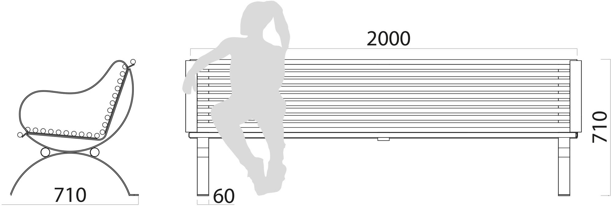Lazzari Скамья железная со спинкой Positano sun-id-1450770 - Вид №3