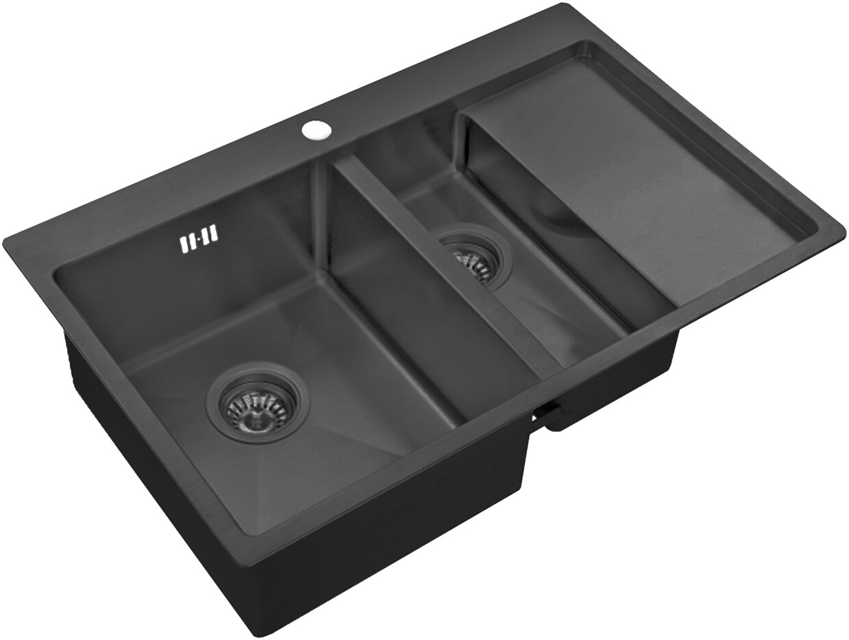 Мойка кухонная ZorG Inox R PVD 5178-2-L GRAFIT из нержавеющей стали, графит
