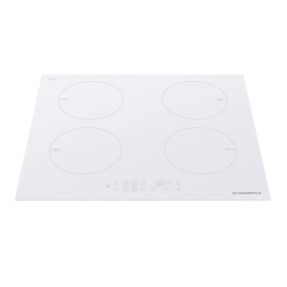 EVI.594-WH Электрическая индукционная панель / индукционная, индукционная варочная панель 60см, сенсорное управление, индикация нагрева, таймер, 2 бустера, защита от детей, детектор диаметра посуды, белая Maunfeld Maunfeld Light Santreyd  - Вид №2