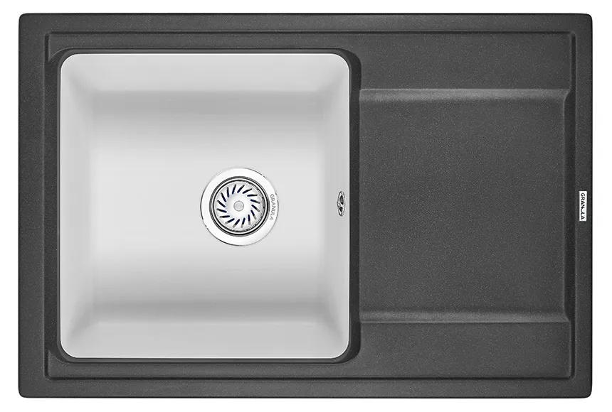 HI-74, ЧЁРНЫЙ/АРКТИК,ГИБРИД кухонная мойка , кварц GRANULA HI-74-ST139