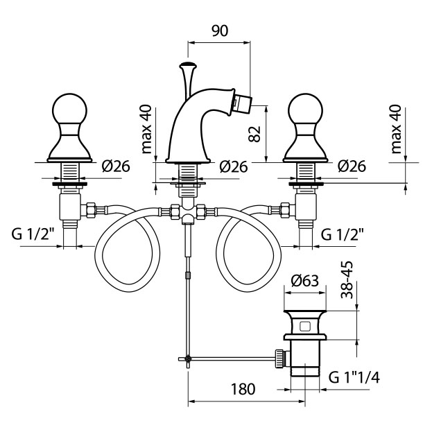 KA710202010 Смеситель для биде Webert Karenina  - Вид №1
