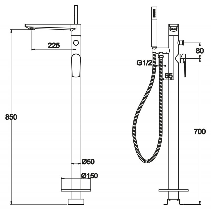 Напольный смеситель для ванны BelBagno CARIN CAR-FMT-CRM  - Вид №1