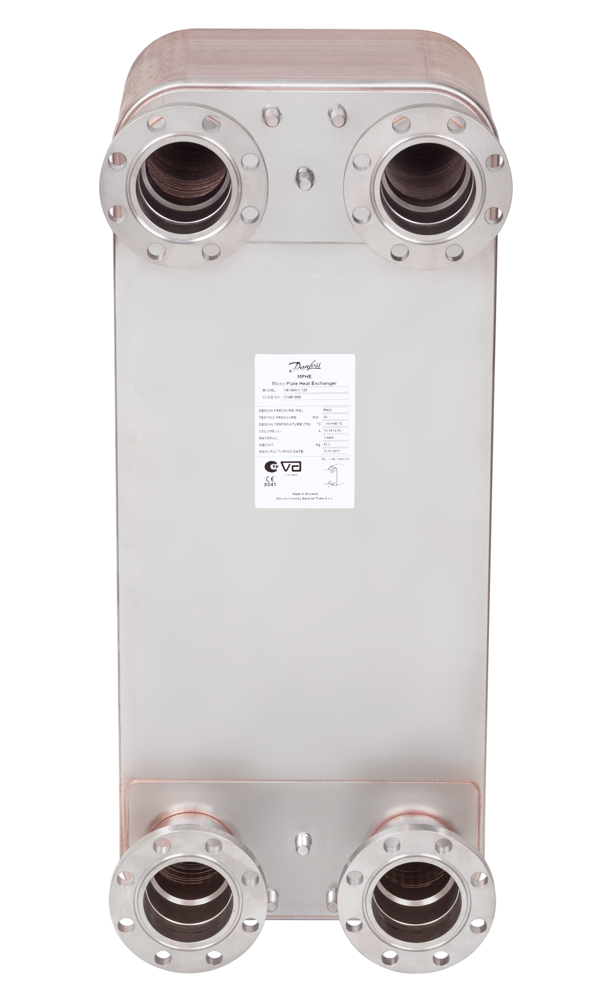 Danfoss Паяный пластинчатый теплообменник серии XB66 XB 66H-1-110 PN25 DN65 паяный ТО 004B1994  - Вид №8