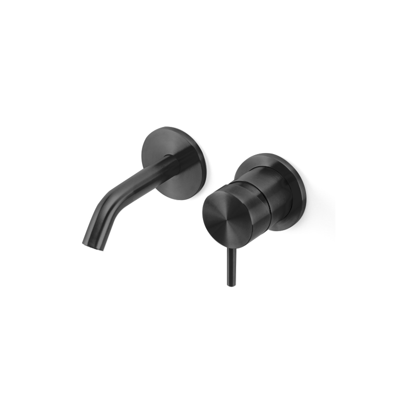 ONE033BKS Смеситель для раковины настенный на 2 отверстия Linki ONE, Внешняя часть, Сатиновая Черная Сталь