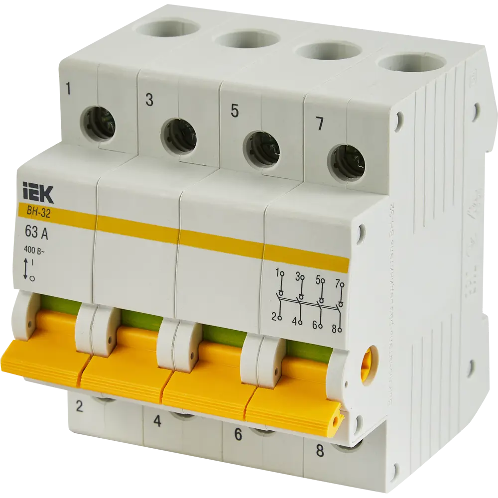 Дифференциальный автомат IEK ВН-32 4P 63А с защитой от перегрузок 87762175 STLM-1108491