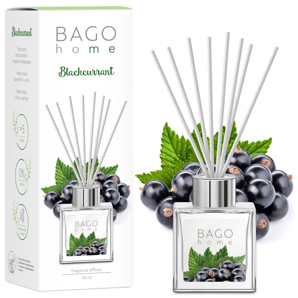 Аромадиффузор Bago home «Чёрная смородина» с ванильно-ягодным акцентом 82520729 STLM-0029024