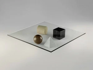 Martinelli Luce Квадратный журнальный столик с мраморным основанием и стеклянной столешницей  1979