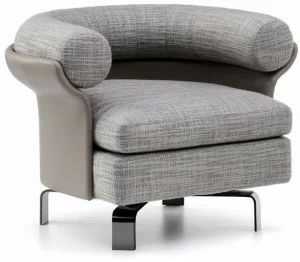 Minotti Вращающееся кресло из ткани с кожаной оболочкой Mattia